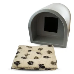 Mr Snugs KatDen Outdoor Cat Kennel/Shelter - Light Grey (Various Options) -Almo naturer Shop 1231022044 Kat Den Grey With Mattress