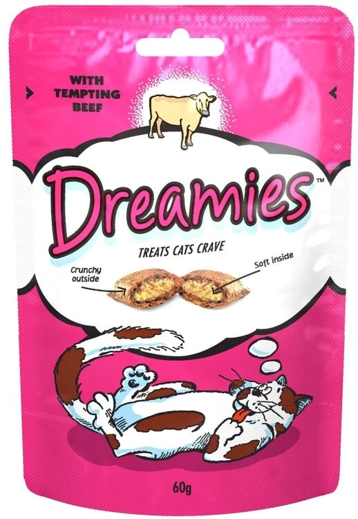 8 X Dreamies Cat Treats With Beef 60g 1 8 X Dreamies Cat Treats With Beef 60g