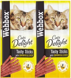 72 X Webbox Cats Delight Tasty Sticks Chicken & Liver