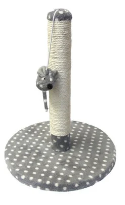 Rosewood Catwalk Scratchers Plush Dijon Catnip Scratcher Post - Grey & Cream