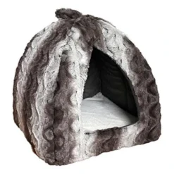 Rosewood 40 Winks Pyramid Cat Snuggle Bed Grey & Cream