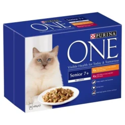 40 X Purina One Senior 7+ Mini Fillets In Gravy Chicken & Beef 85g