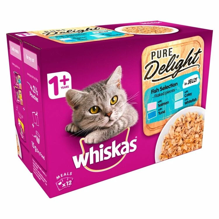Whiskas 1+ Cat Pouches Pure Delight Fish Selection In Jelly 2 Whiskas 1+ Cat Pouches Pure Delight Fish Selection In Jelly - Image 2