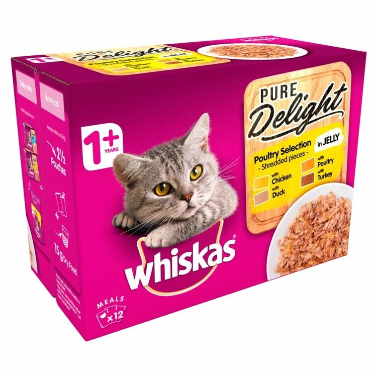 Whiskas 1+ Cat Pouches Pure Delight Poultry Selection In Jelly 2 Whiskas 1+ Cat Pouches Pure Delight Poultry Selection In Jelly - Image 2