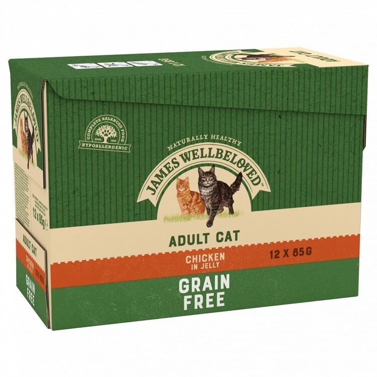 James Wellbeloved Adult Cat Grain Free Pouches Chicken In Jelly 12 X 85g 1 James Wellbeloved Adult Cat Grain Free Pouches Chicken In Jelly 12 X 85g