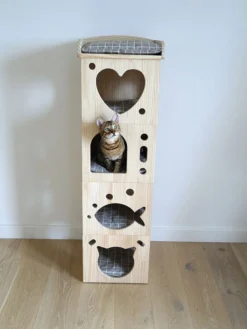 Rosewood Solid Wood Sleeper Caves Cat Activity Tower