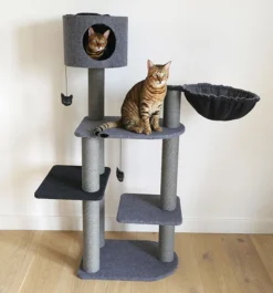 Rosewood Charcoal Felt Triple Scratcher Cat Tower