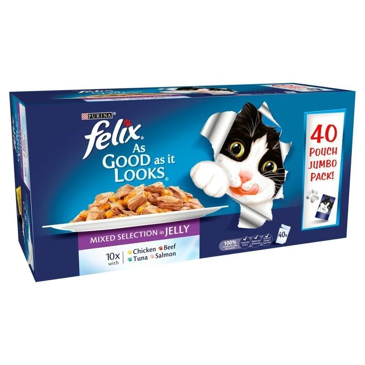 Felix As Good As It Looks Pouch Mixed In Jelly 40x100g 1 Felix As Good As It Looks Pouch Mixed In Jelly 40x100g