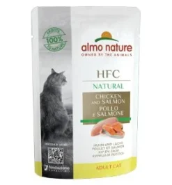 24 X Almo Nature HFC Natural Chicken With Salmon Cat Food 55g