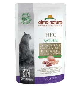 24 X Almo Nature HFC Natural Chicken Breast With Duck Fillet Cat Food 55g 1 24 X Almo Nature HFC Natural Chicken Breast With Duck Fillet Cat Food 55g