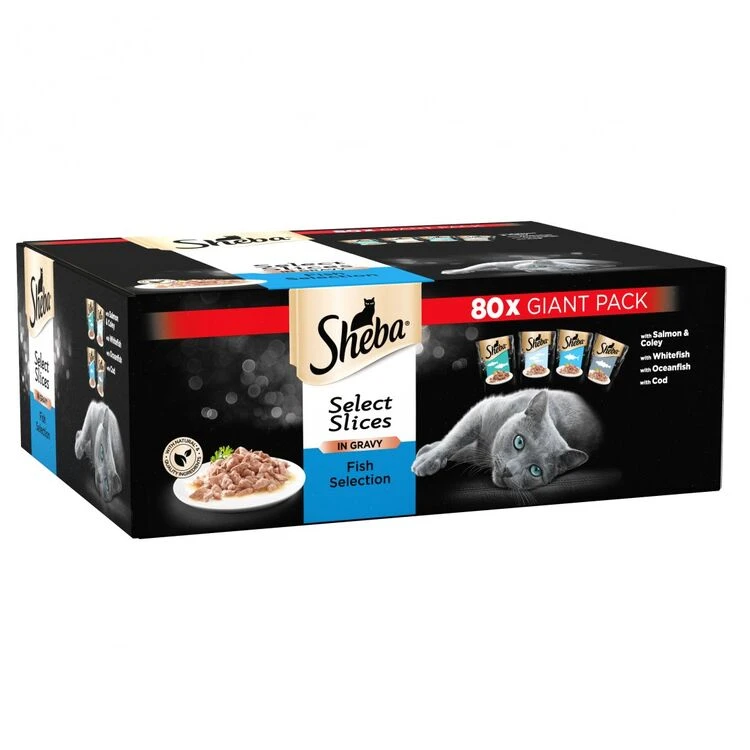 80 X 85g Sheba Adult Cat Food Pouches Select Slices Fish Collection In Gravy 1 80 X 85g Sheba Adult Cat Food Pouches Select Slices Fish Collection In Gravy