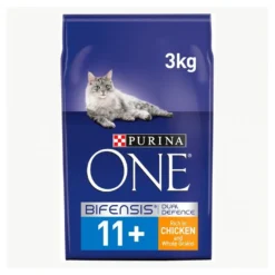 4 X Purina One Senior 11+ Cat Food Chicken And Wholegrain 3kg