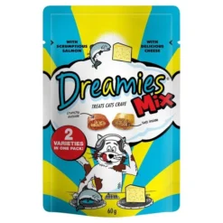 8 X 60g Dreamies Cat Treats Mix With Salmon & Cheese