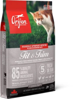 Orijen Fit & Trim Dry Cat Food -Almo naturer Shop ns canada emea apac orijen fit 26 trim cat front right 5.4kg