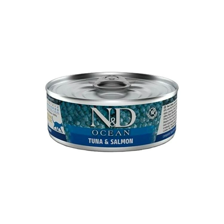 N&D Natural & Delicious Ocean Tuna & Salmon Wet Cat Food 1 N&D Natural & Delicious Ocean Tuna & Salmon Wet Cat Food