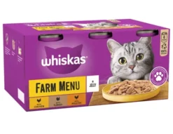 24 X Whiskas 1+ Cat Tins Farm Menu In Jelly 400g