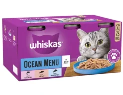 24 X Whiskas 1+ Cat Tins Ocean Menu In Jelly 400g