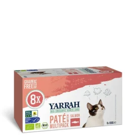 16 X Yarrah Organic Cat Grain Free Pate Salmon With Seaweed 100g